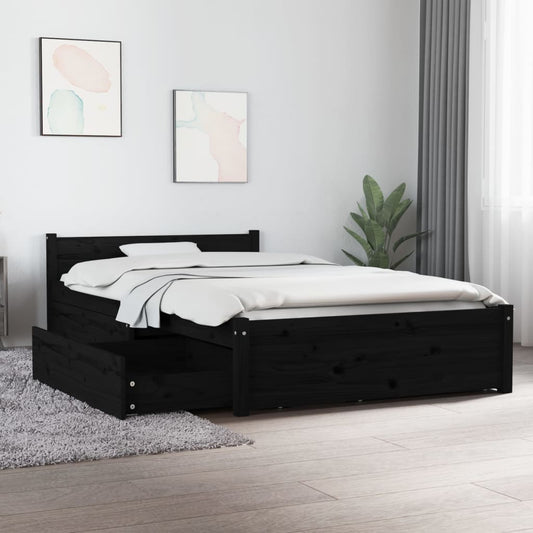 Berkfield Bed Frame with Drawers Black 100x200 cm