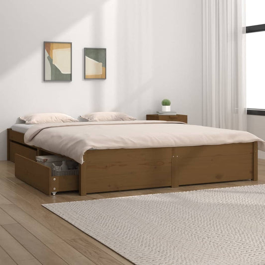 Berkfield Bed Frame with Drawers Honey Brown 160x200 cm