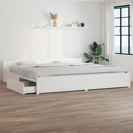 Berkfield Bed Frame with Drawers White 180x200 cm Super King Size