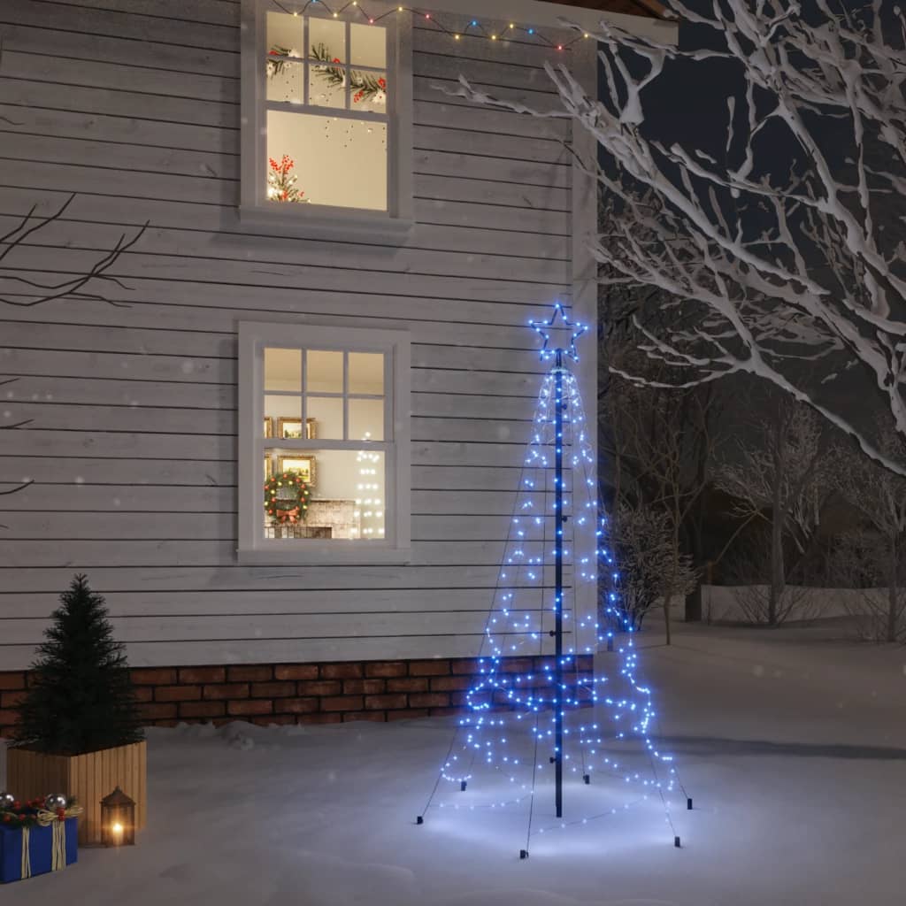 Berkfield Christmas Tree with Spike Blue 200 LEDs 180 cm
