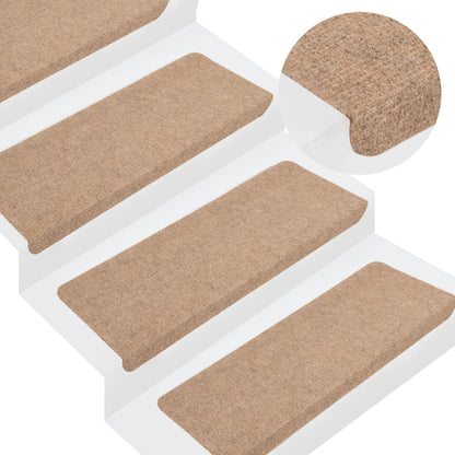 Berkfield Stair Mats Self-adhesive 15 pcs 65x24.5x3.5 cm Beige