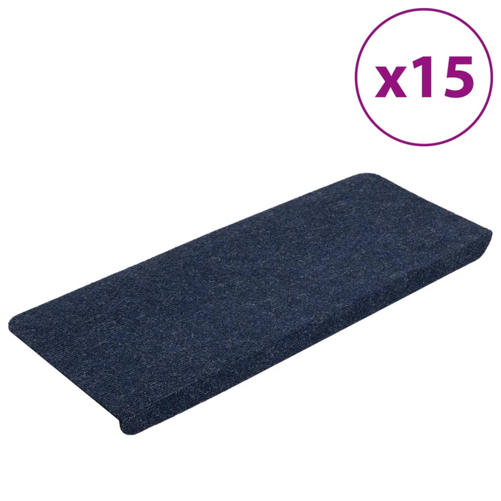 Berkfield Stair Mats Self-adhesive 15 pcs 65x24.5x3.5 cm Blue