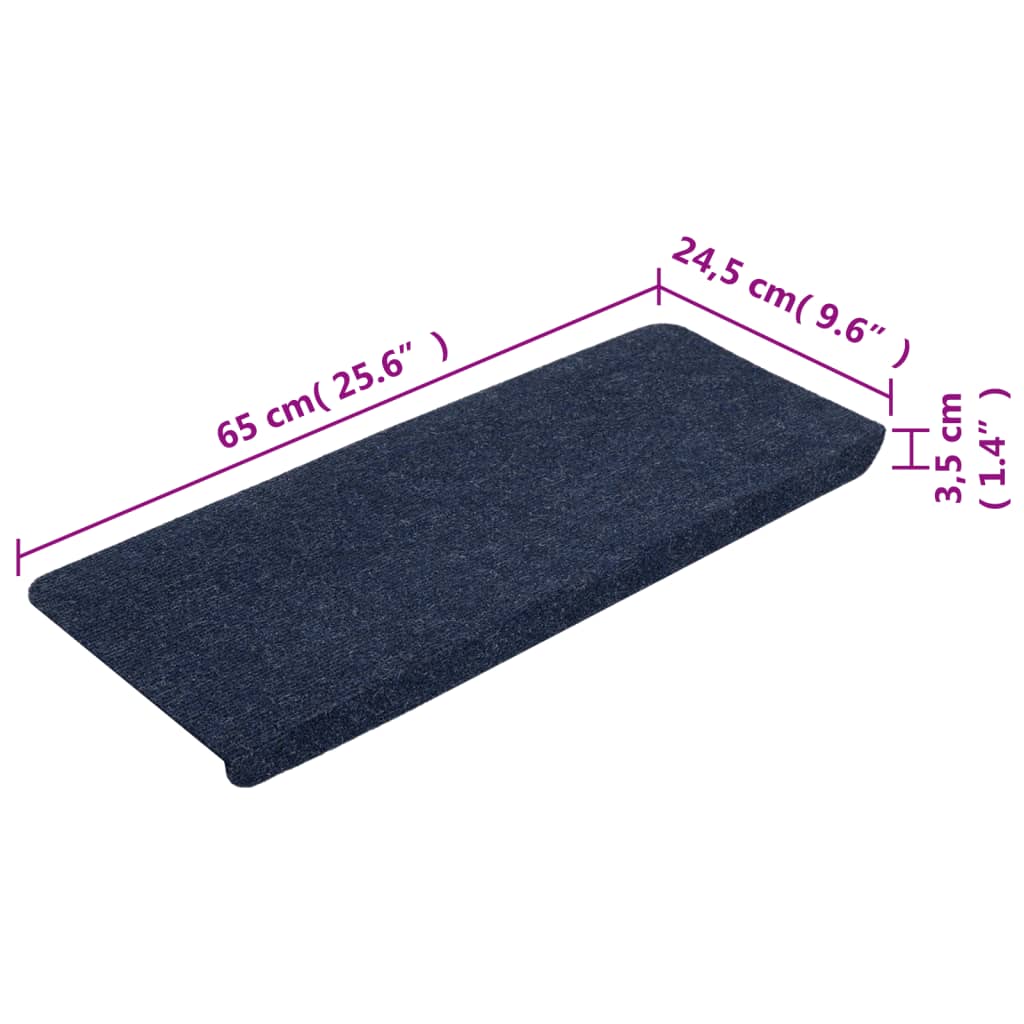 Berkfield Stair Mats Self-adhesive 15 pcs 65x24.5x3.5 cm Blue