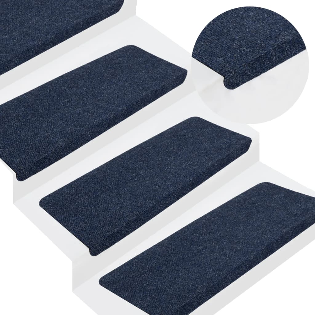 Berkfield Stair Mats Self-adhesive 15 pcs 65x24.5x3.5 cm Blue
