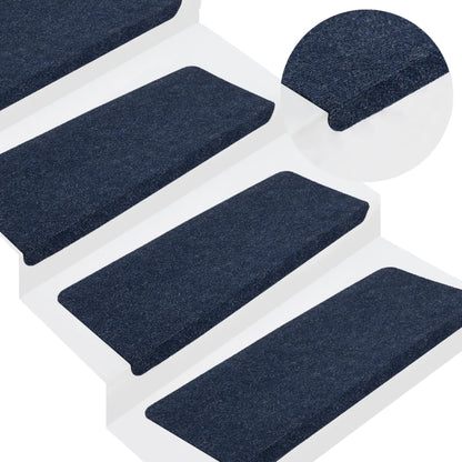 Berkfield Stair Mats Self-adhesive 15 pcs 65x24.5x3.5 cm Blue