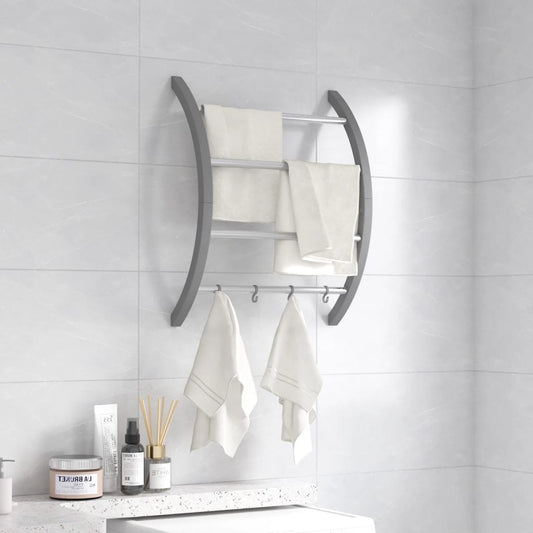 Berkfield Towel Rack with Hooks Silver 56x16x72 cm Aluminium