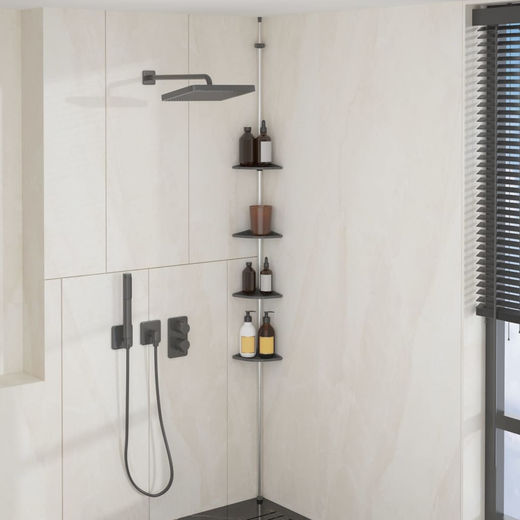Berkfield 4-Tier Telescopic Shower Corner Shelf Silver Aluminium