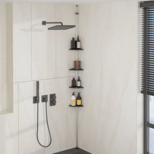 Berkfield 4-Tier Telescopic Shower Corner Shelf Silver Aluminium