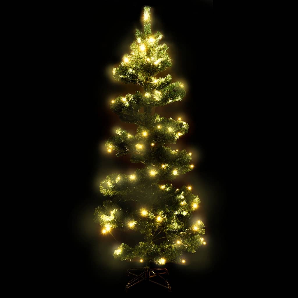 Berkfield Swirl Christmas Tree with Stand and LEDs Green 150 cm PVC