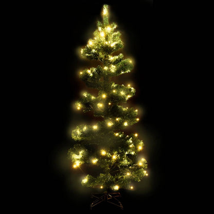 Berkfield Swirl Christmas Tree with Stand and LEDs Green 150 cm PVC