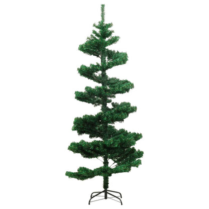 Berkfield Swirl Christmas Tree with Stand and LEDs Green 150 cm PVC