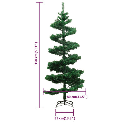 Berkfield Swirl Christmas Tree with Stand and LEDs Green 150 cm PVC