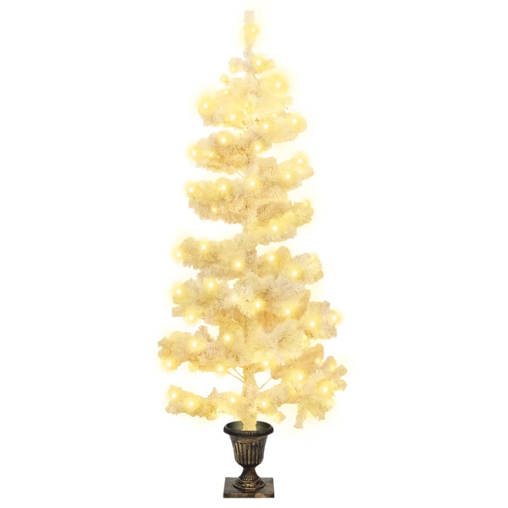 Berkfield Swirl Christmas Tree with Pot and LEDs White 120 cm PVC