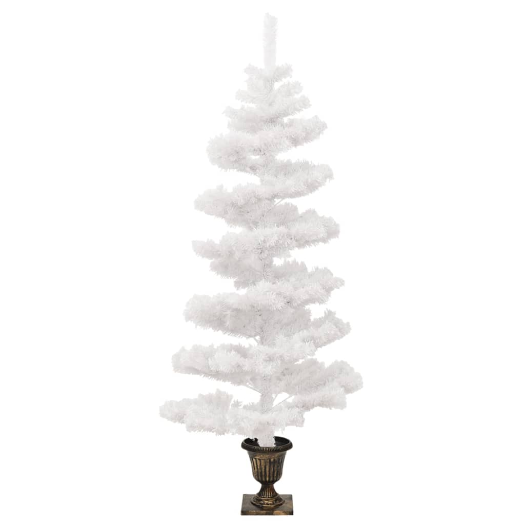 Berkfield Swirl Christmas Tree with Pot and LEDs White 120 cm PVC
