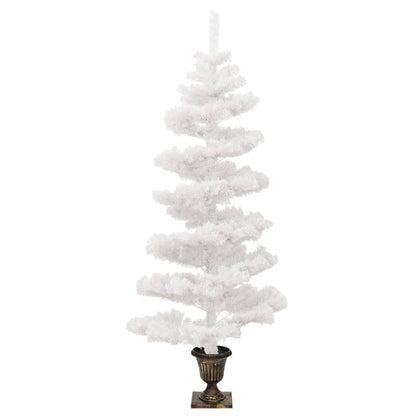 Berkfield Swirl Christmas Tree with Pot and LEDs White 120 cm PVC