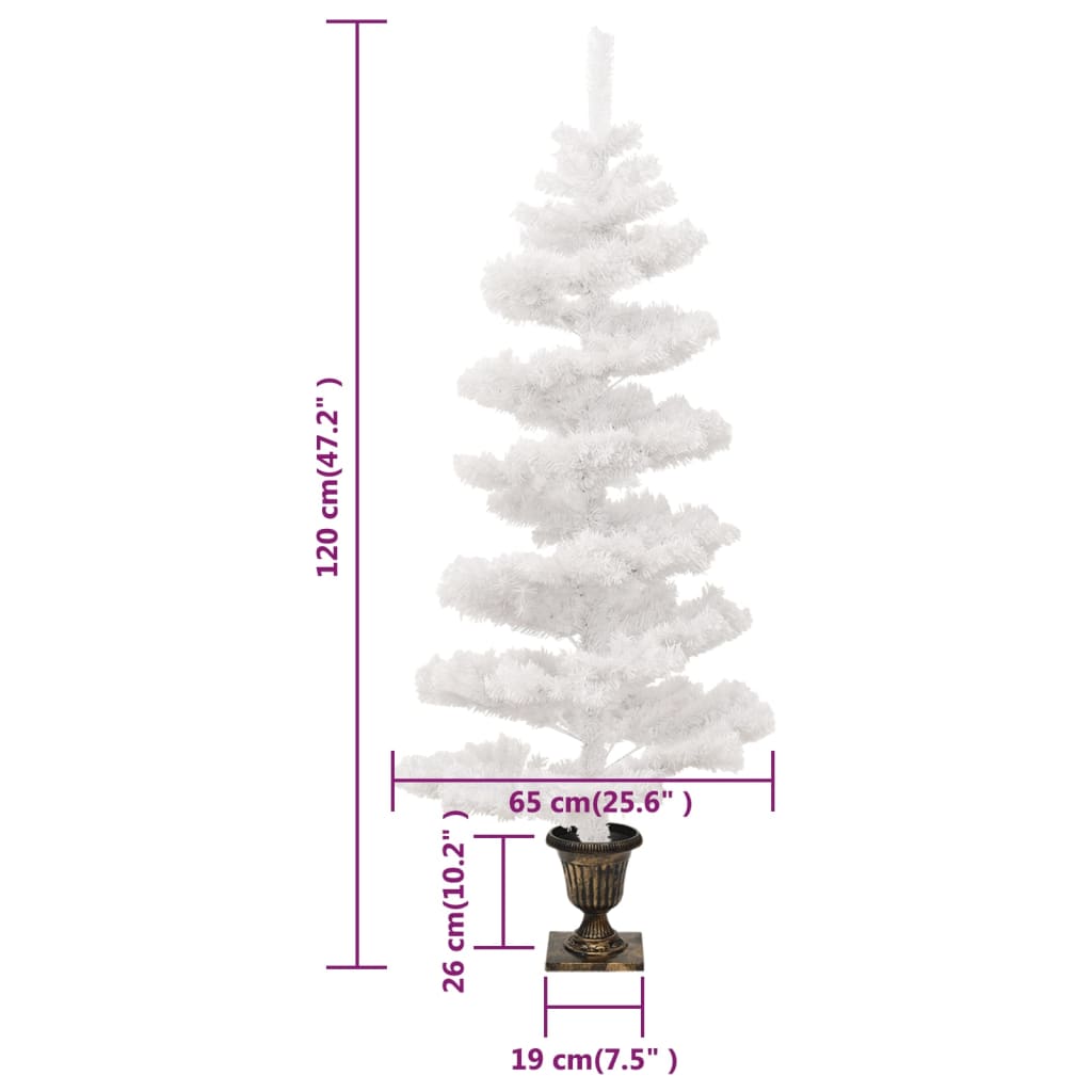Berkfield Swirl Christmas Tree with Pot and LEDs White 120 cm PVC