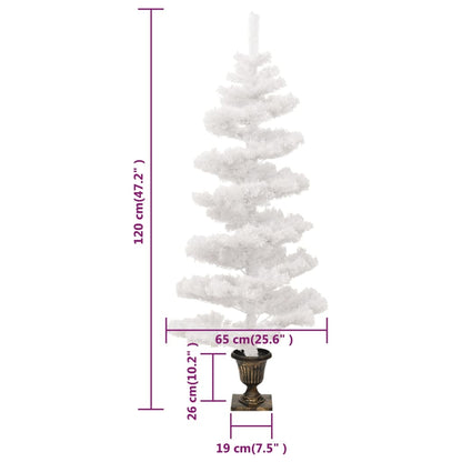 Berkfield Swirl Christmas Tree with Pot and LEDs White 120 cm PVC