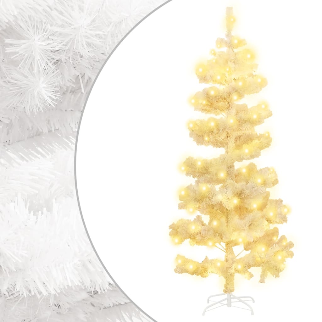 Berkfield Swirl Christmas Tree with Stand and LEDs White 150 cm PVC