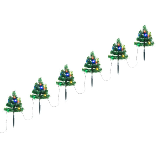 Berkfield Christmas Pathway Trees 6 pcs with Multicolour LEDs 45 cm PVC