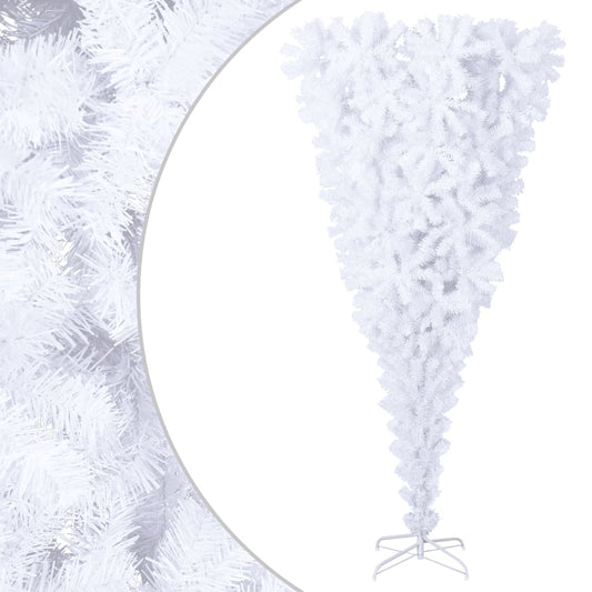 Berkfield Upside-down Artificial Christmas Tree with Stand White 210 cm