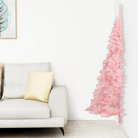 Berkfield Artificial Half Christmas Tree with Stand Pink 120 cm PVC