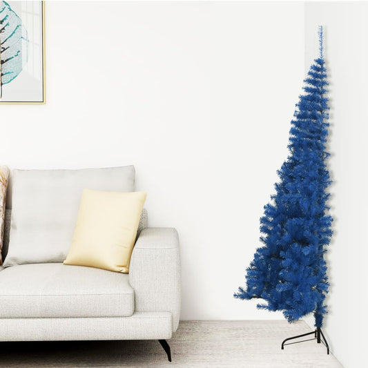 Berkfield Artificial Half Christmas Tree with Stand Blue 210 cm PVC
