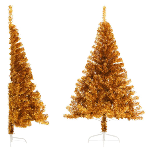 Berkfield Artificial Half Christmas Tree with Stand Gold 120 cm PVC