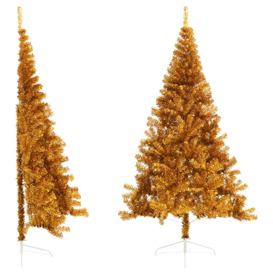 Berkfield Artificial Half Christmas Tree with Stand Gold 240 cm PVC