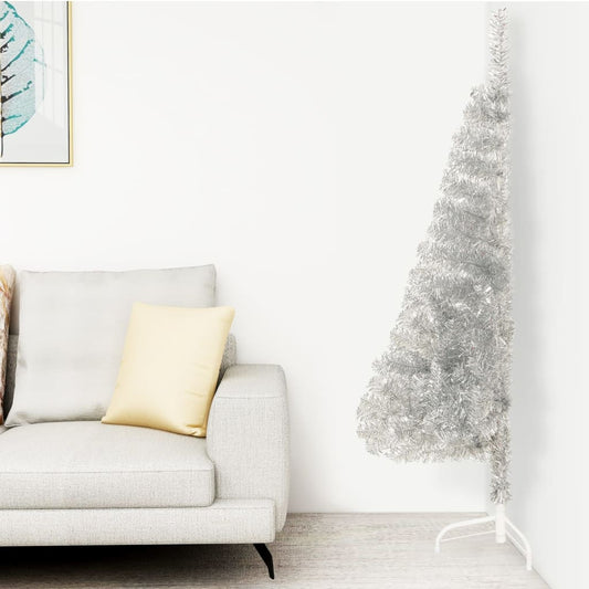 Berkfield Artificial Half Christmas Tree with Stand Silver 120 cm PVC