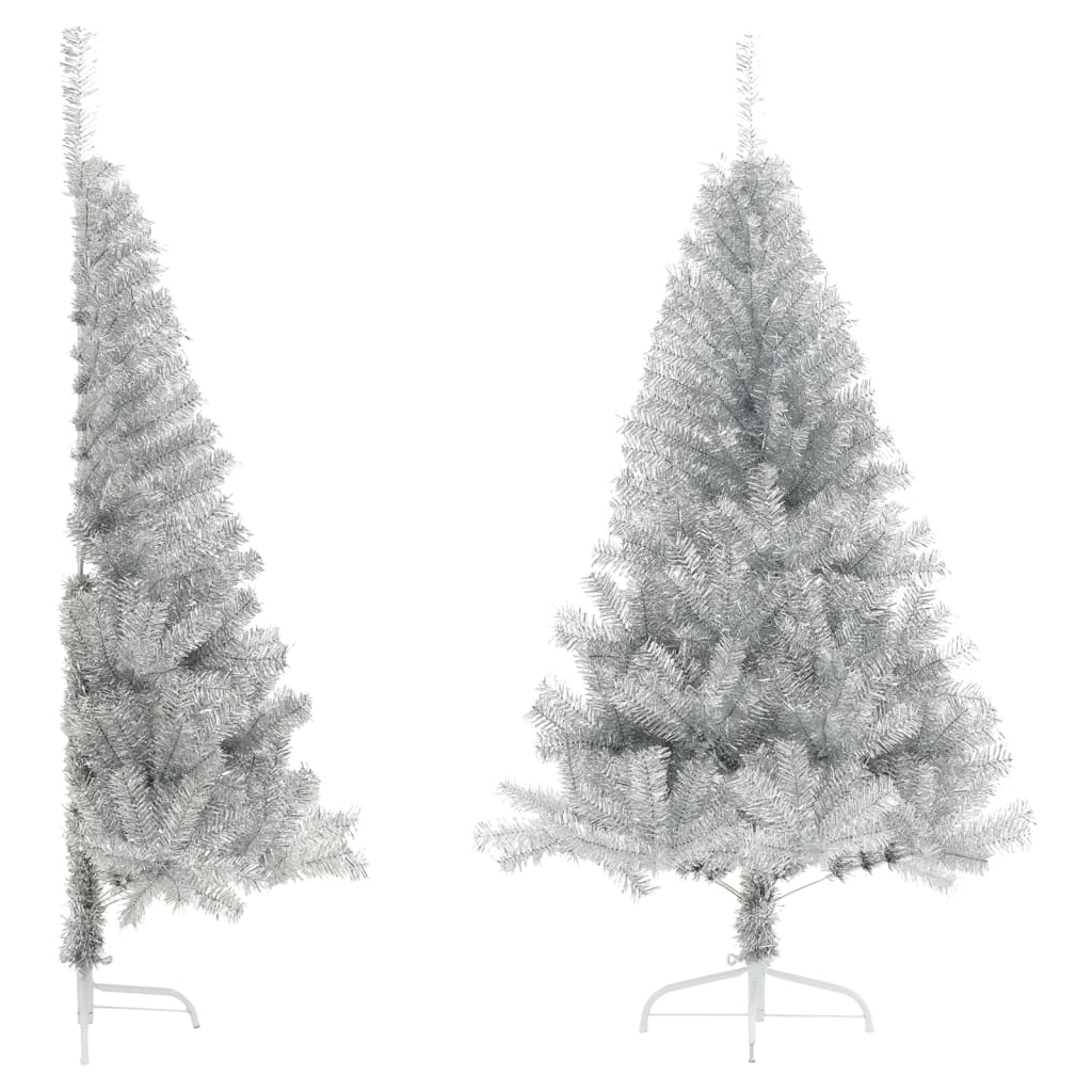 Berkfield Artificial Half Christmas Tree with Stand Silver 150 cm PVC