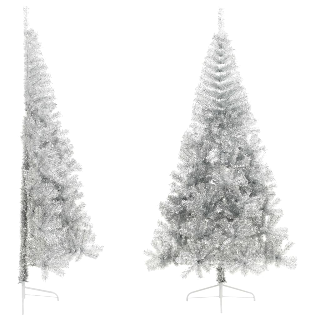 Berkfield Artificial Half Christmas Tree with Stand Silver 240 cm PVC