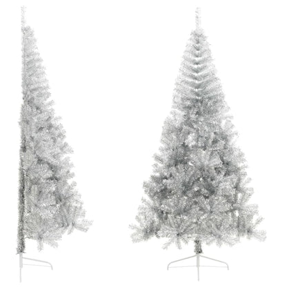 Berkfield Artificial Half Christmas Tree with Stand Silver 240 cm PVC