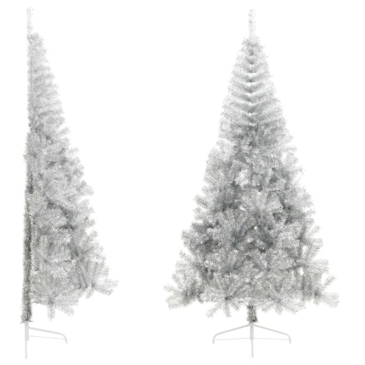 Berkfield Artificial Half Christmas Tree with Stand Silver 240 cm PVC