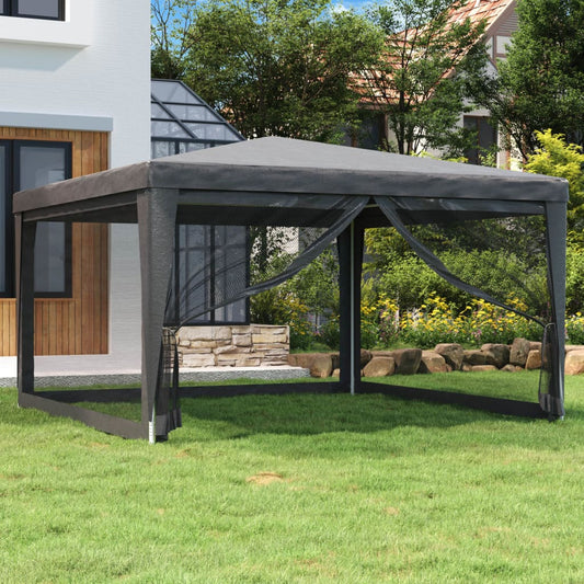 Berkfield Party Tent with 4 Mesh Sidewalls Anthracite 4x4 m HDPE