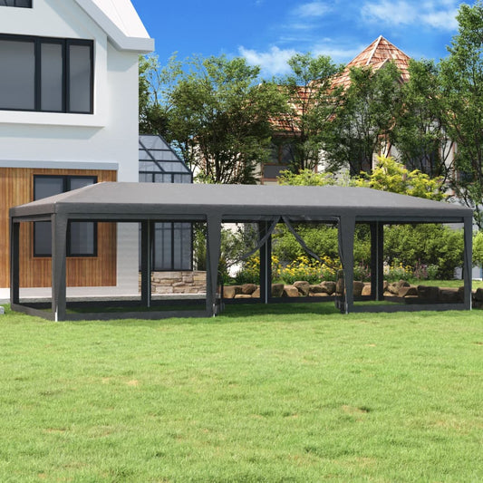 Berkfield Party Tent with 8 Mesh Sidewalls Anthracite 9x4 m HDPE
