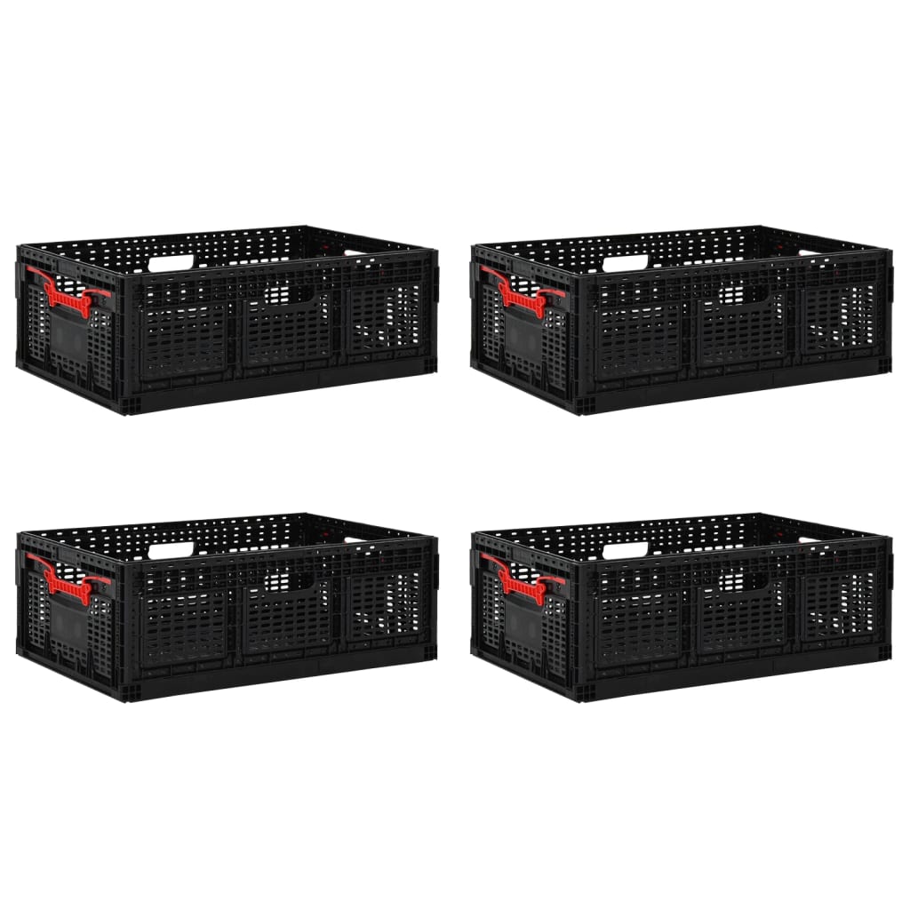 Berkfield Folding Boxes 4 pcs 60x40x22 cm Black 46 L