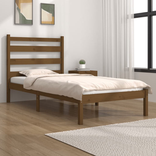 Berkfield Bed Frame Honey Brown Solid Wood Pine 75x190cm Small Single