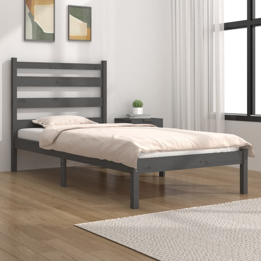 Berkfield Bed Frame Grey Solid Wood Pine 90x190 cm Single