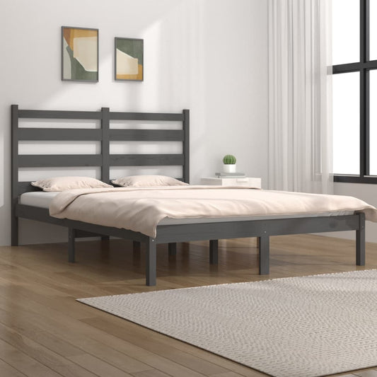 Berkfield Bed Frame Grey Solid Wood Pine 140x190 cm