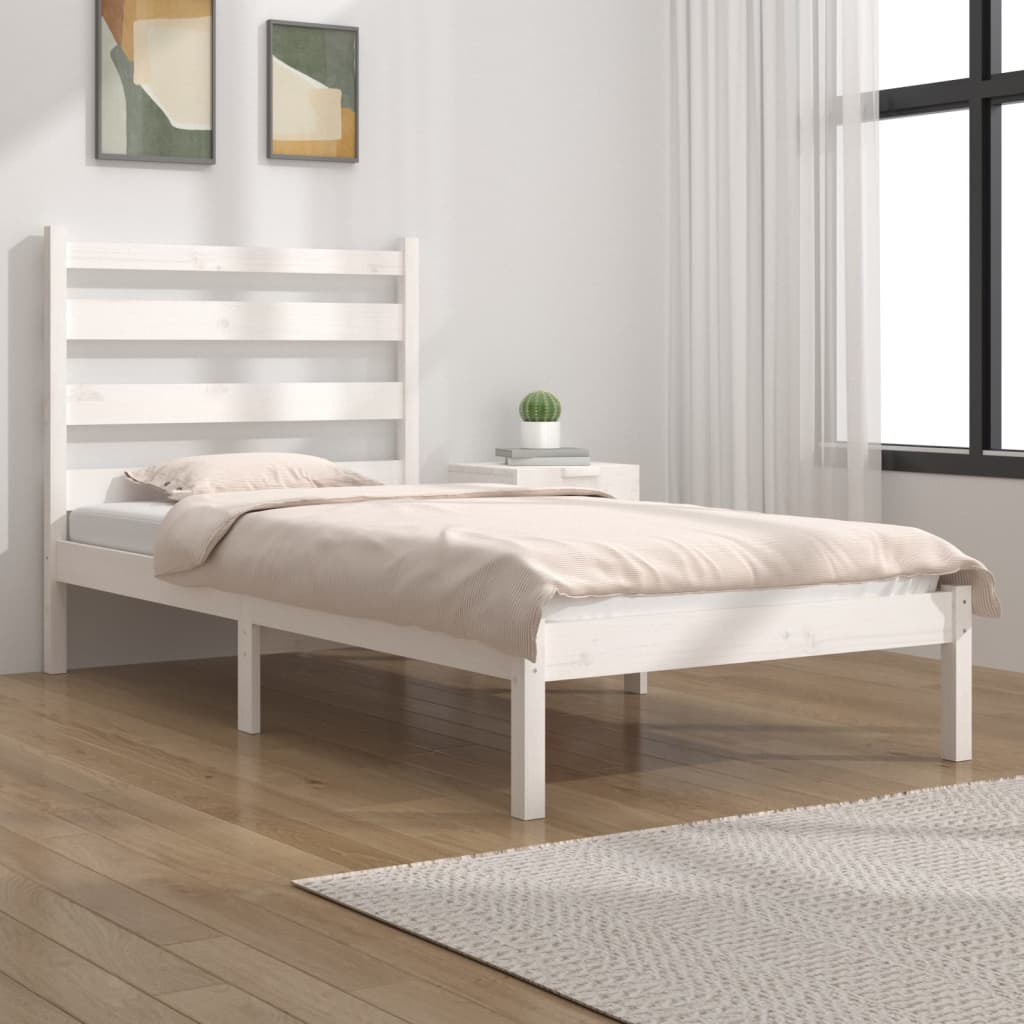 Berkfield Bed Frame White Solid Wood Pine 90x200 cm