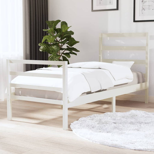 Berkfield Bed Frame White Solid Wood Pine 90x190 cm Single