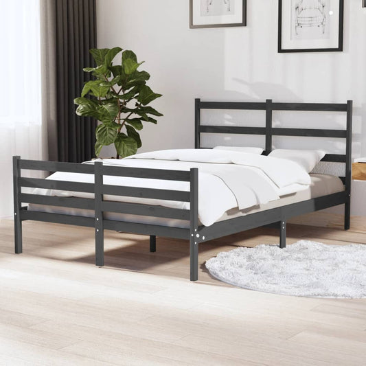 Berkfield Bed Frame Grey Solid Wood Pine 120x190 cm Small Double