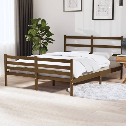 Berkfield Bed Frame Honey Brown Solid Wood Pine 135x190 cm Double
