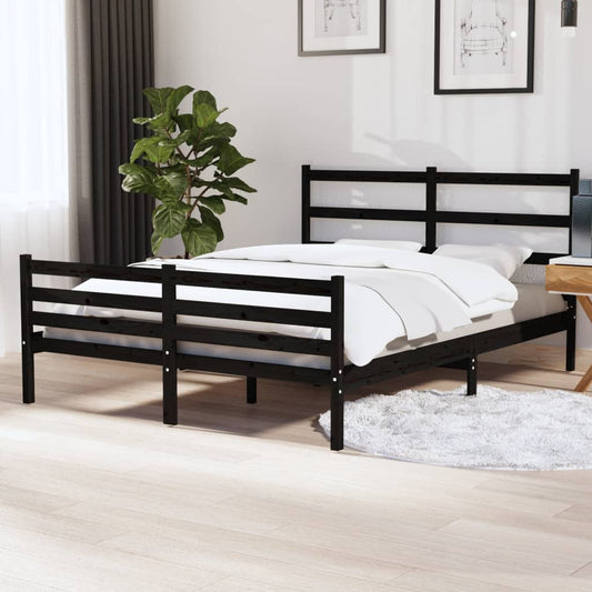 Berkfield Bed Frame Solid Wood Pine 140x190 cm Black