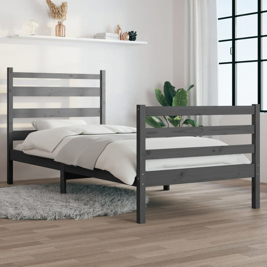 Berkfield Bed Frame Solid Wood Pine 90x200 cm Grey
