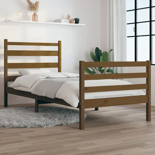 Berkfield Bed Frame Solid Wood Pine 100x200 cm Honey Brown
