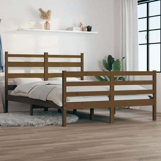 Berkfield Bed Frame Solid Wood Pine 140x200 cm Honey Brown