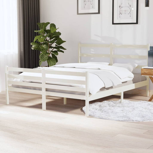 Berkfield Bed Frame White Solid Wood Pine 150x200 cm King Size