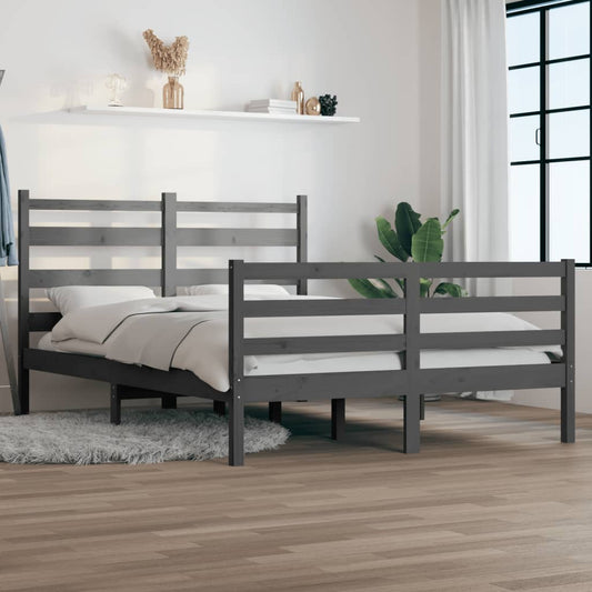 Berkfield Bed Frame Solid Wood Pine 160x200 cm Grey