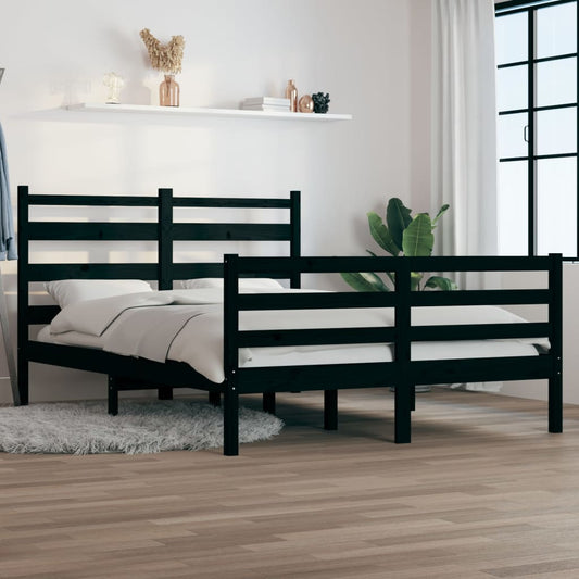 Berkfield Bed Frame Solid Wood Pine 160x200 cm Black